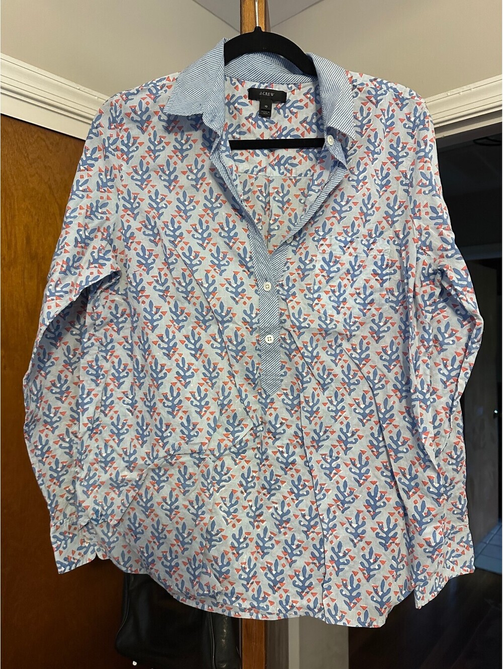 Blue and Coral Sea Life Shirt | J. Crew | Size M